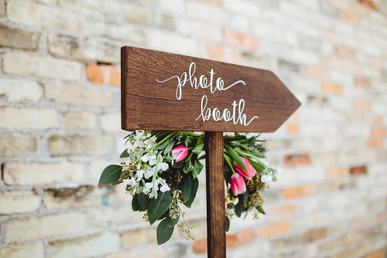 Rustic wooden wedding signs