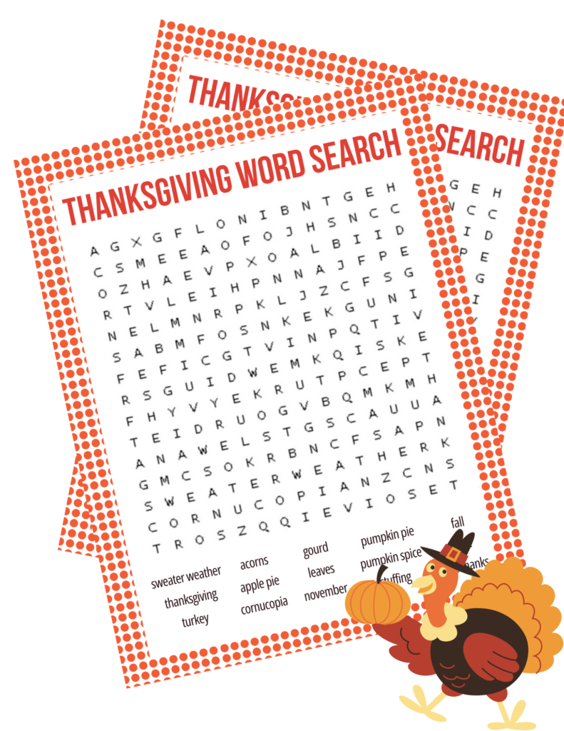 Free Thanksgiving Word Search Printable