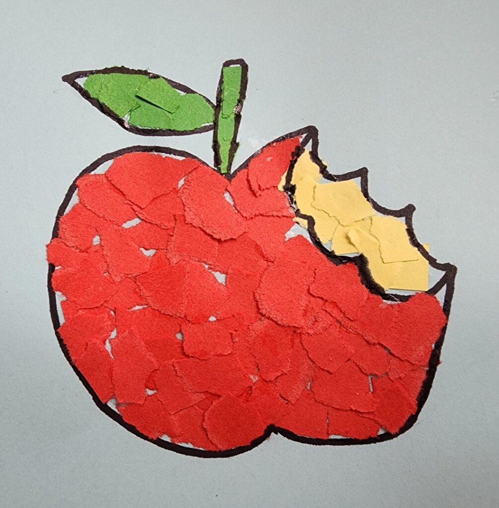 Torn paper apple