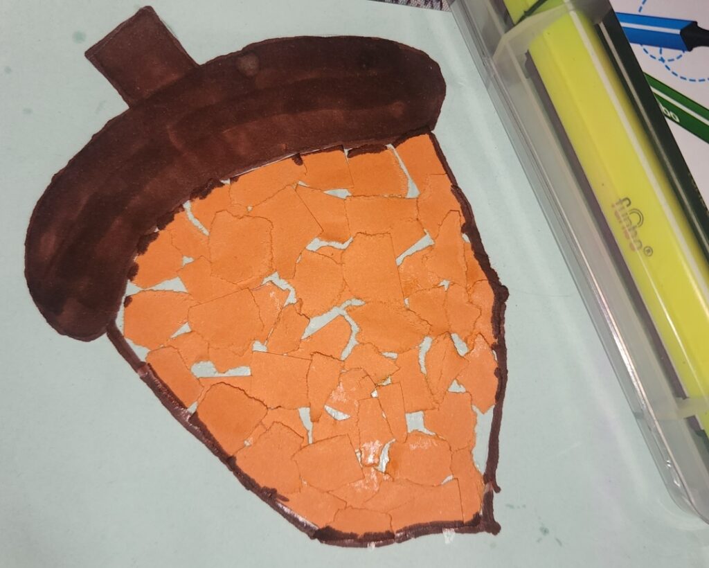 Torn paper acorn