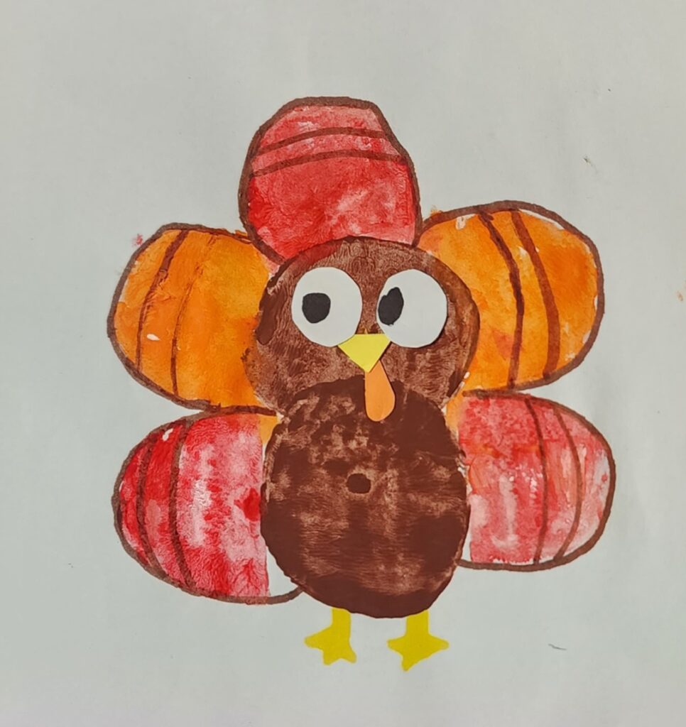 Potato stamped turkey